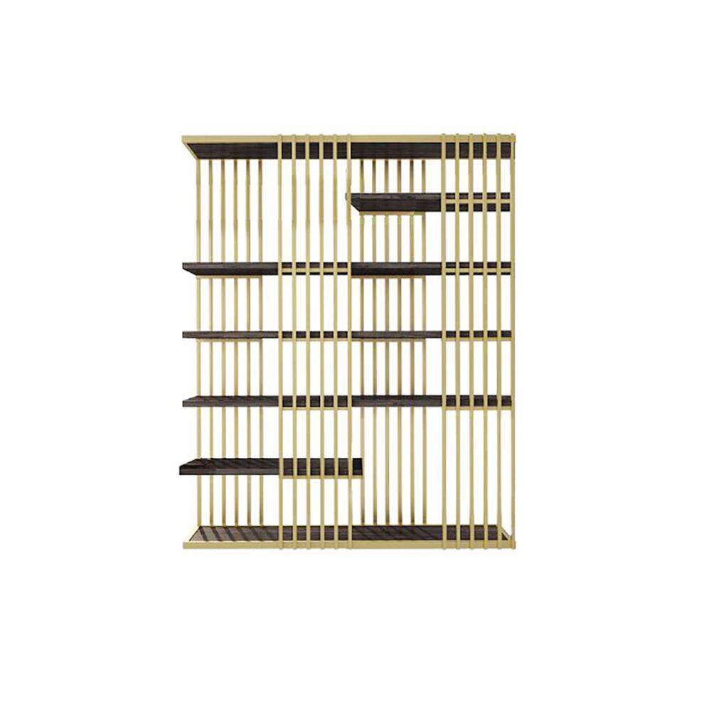 Modern Display 6-Tiered Etagere Bookshelf in Gold & Black-Bookcases & Bookshelves,Furniture,Office Furniture