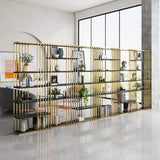 Modern Display 6-Tiered Etagere Bookshelf in Gold & Black-Bookcases & Bookshelves,Furniture,Office Furniture