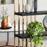 Modern Display 6-Tiered Etagere Bookshelf in Gold & Black-Bookcases & Bookshelves,Furniture,Office Furniture