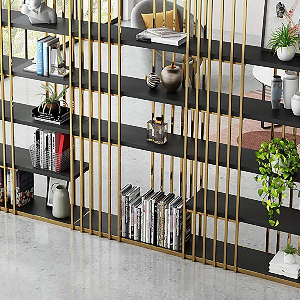 Modern Display 6-Tiered Etagere Bookshelf in Gold & Black-Bookcases & Bookshelves,Furniture,Office Furniture