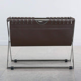 Modern Magazine Rack in Leather and Steel Brown-Furniture,Magazine Racks,Office Furniture