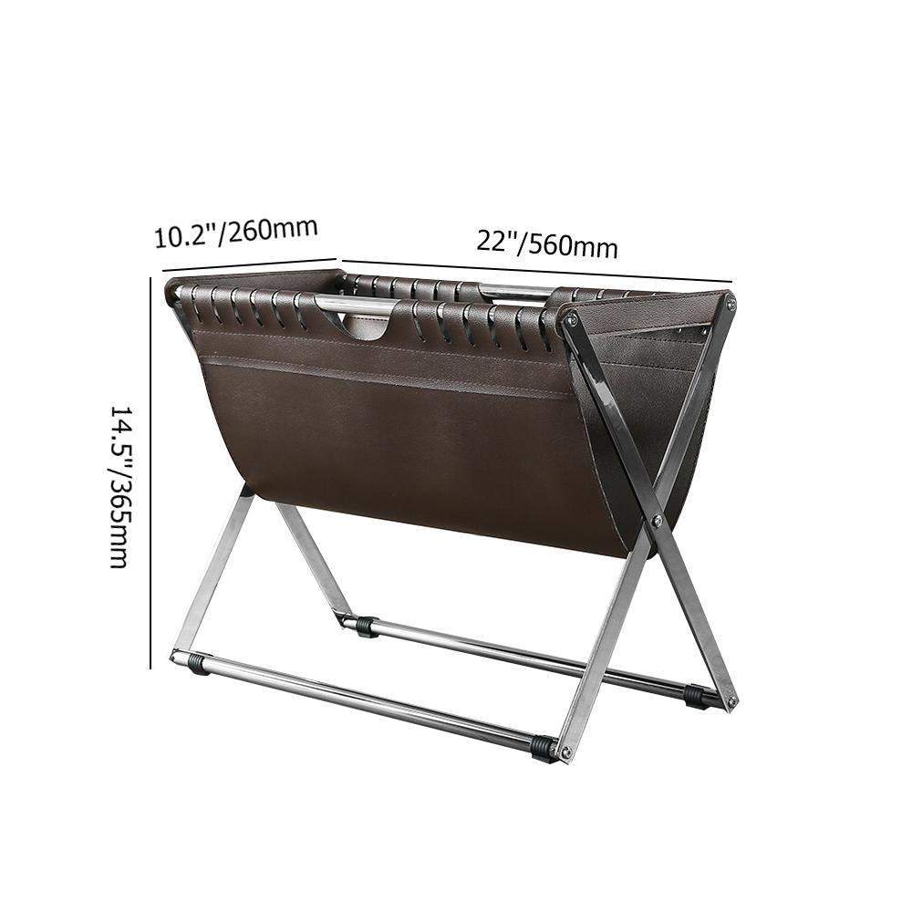 Modern Magazine Rack in Leather and Steel Brown-Furniture,Magazine Racks,Office Furniture