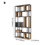 78" Contemporary Geometric Bookshelf Black & Natural-Bookcases & Bookshelves,Furniture,Office Furniture