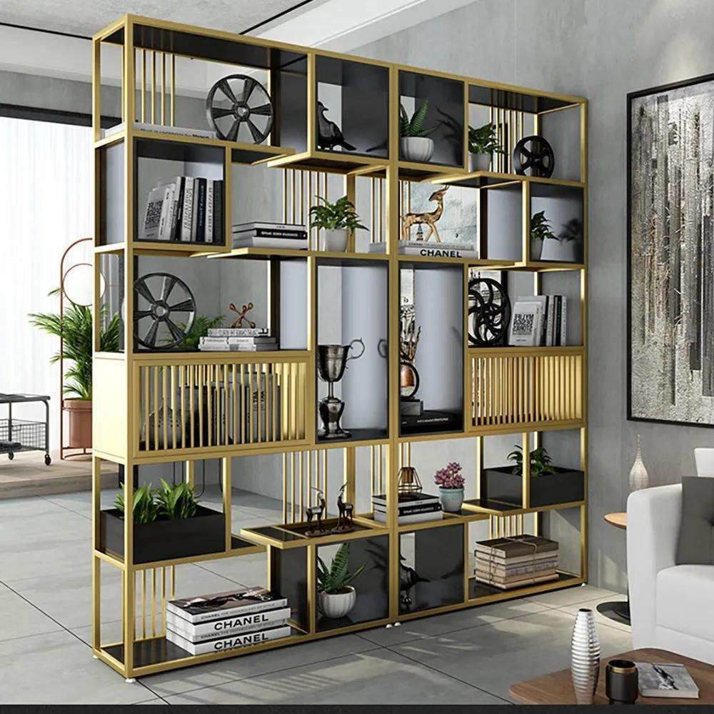 78" Contemporary Geometric Bookshelf Black & Natural-Bookcases & Bookshelves,Furniture,Office Furniture