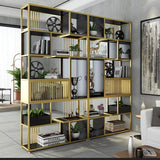 78" Contemporary Geometric Bookshelf Black & Natural-Bookcases & Bookshelves,Furniture,Office Furniture