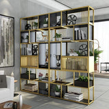 78" Contemporary Geometric Bookshelf Black & Natural-Bookcases & Bookshelves,Furniture,Office Furniture