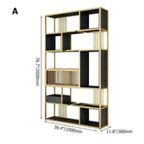 78" Contemporary Geometric Bookshelf Black & Natural-Bookcases & Bookshelves,Furniture,Office Furniture