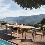 Mid Century Modern 6 - Person Rectangle Wood Outdoor Patio Dining Table in Natural