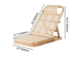 Scandinavian Rattan & Wood Outdoor Long Reclining Chaise Patio Lounge Chair in Natural