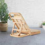 Scandinavian Rattan & Wood Outdoor Long Reclining Chaise Patio Lounge Chair in Natural