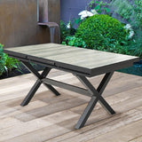 Mid Century Modern Rectangle 6 Person Extendable Outdoor Patio Dining Table Gray & Black