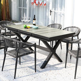Mid Century Modern Rectangle 6 Person Extendable Outdoor Patio Dining Table Gray & Black