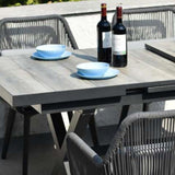 Mid Century Modern Rectangle 6 Person Extendable Outdoor Patio Dining Table Gray & Black