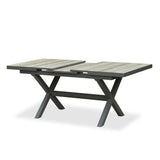 Mid Century Modern Rectangle 6 Person Extendable Outdoor Patio Dining Table Gray & Black