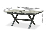 Mid Century Modern Rectangle 6 Person Extendable Outdoor Patio Dining Table Gray & Black