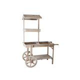 Natural Solid Wood Garden Cart Display Plant Stand Potting Bench