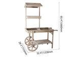 Natural Solid Wood Garden Cart Display Plant Stand Potting Bench