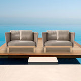 Outdoor Armchair Sofa with Cushion Pillow Accent Chair in Solid Wood Bottom