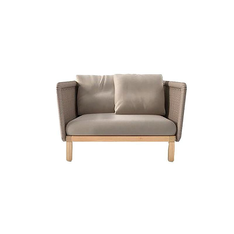 Outdoor Armchair Sofa with Cushion Pillow Accent Chair in Solid Wood Bottom