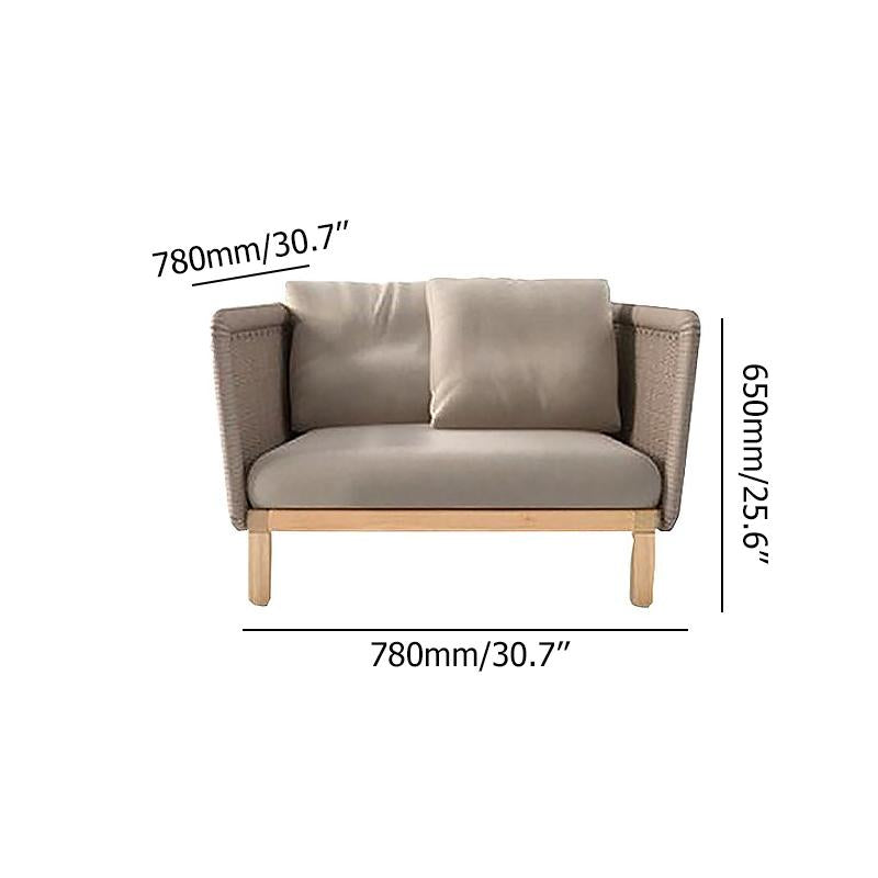 Outdoor Armchair Sofa with Cushion Pillow Accent Chair in Solid Wood Bottom