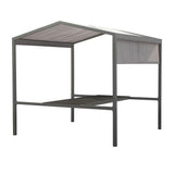 Outdoor Patio Adjustable Height Aluminum Dining Table with Canopy Convirt to Bar Table