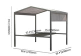 Outdoor Patio Adjustable Height Aluminum Dining Table with Canopy Convirt to Bar Table