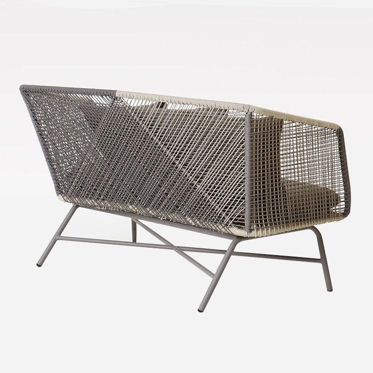 Outdoor PE Rattan Loveseat with Cushion Pillows Included Patio Sofa Metal Legs