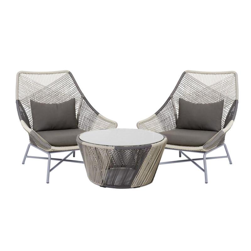 Outdoor PE Rattan Patio Chair Armchair with Cushion Pillow(Set of 2)