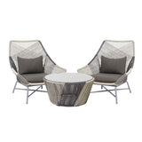 Outdoor PE Rattan Patio Chair Armchair with Cushion Pillow(Set of 2)