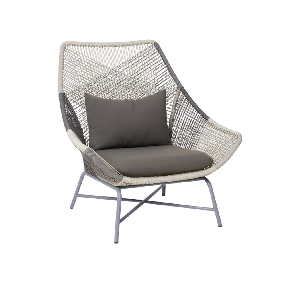 Outdoor PE Rattan Patio Chair Armchair with Cushion Pillow(Set of 2)