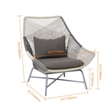 Outdoor PE Rattan Patio Chair Armchair with Cushion Pillow(Set of 2)