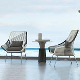 Outdoor PE Rattan Patio Chair Armchair with Cushion Pillow(Set of 2)