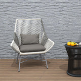 Outdoor PE Rattan Patio Chair Armchair with Cushion Pillow(Set of 2)