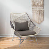 Outdoor PE Rattan Patio Chair Armchair with Cushion Pillow(Set of 2)