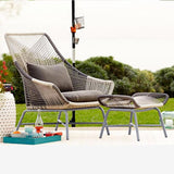 Outdoor PE Rattan Patio Chair Armchair with Cushion Pillow(Set of 2)