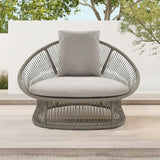 Patio Rattan Barrel Chair with White Cushion Pillow