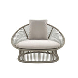 Patio Rattan Barrel Chair with White Cushion Pillow