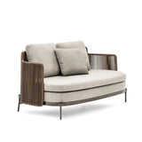 Rattan Patio Sofa 2-Seater with Square Arm Cushion Back