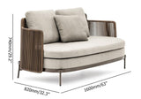 Rattan Patio Sofa 2-Seater with Square Arm Cushion Back
