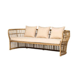 Boho 74" Natural Color Rattan Sofa Square Arm with Cushion Pillow