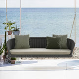 Traditional Wide Outdoor Rattan Swing Sofa Hanging Chair with Cushion