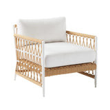 Ropipe Woven Rope Outdoor Armchair Accent Chair with White Polyester Cushion