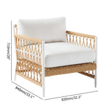 Ropipe Woven Rope Outdoor Armchair Accent Chair with White Polyester Cushion