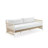 Ropipe Woven Rope Outdoor Sofa 3-Seater Sofa with White Polyester Pillow Cushion