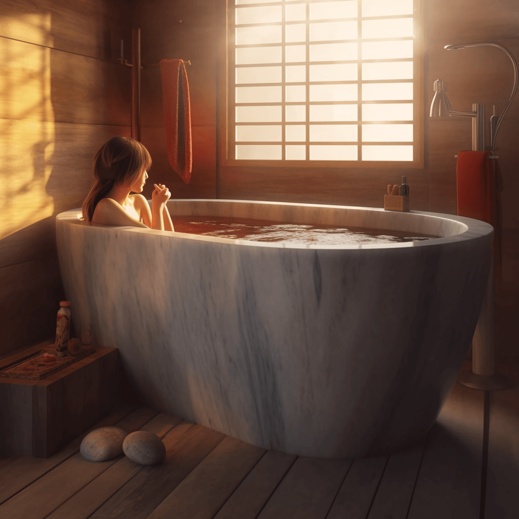 Diseño de set de baño japonés en madera y acrílico, para una experiencia  relajante
