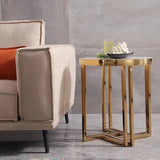 Nordic Round Marble-top End Table Side Table in White & Gold