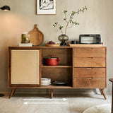 63" Rattan Dresser - 4 Drawers - Walnut - Japandi Style