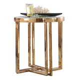 Nordic Round Marble-top End Table Side Table in White & Gold