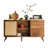 63" Rattan Dresser - 4 Drawers - Walnut - Japandi Style