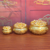 1.6″ Brass Feng Shui Decor Eight Blessings Wealth Bowl for Office Living Room